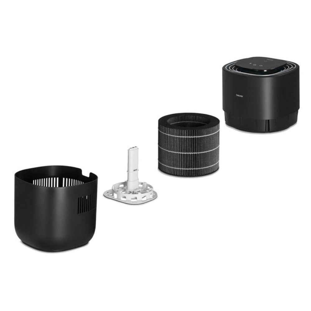 Delene i Beurer LB 200: tank, filterholder, filter og motorenhed