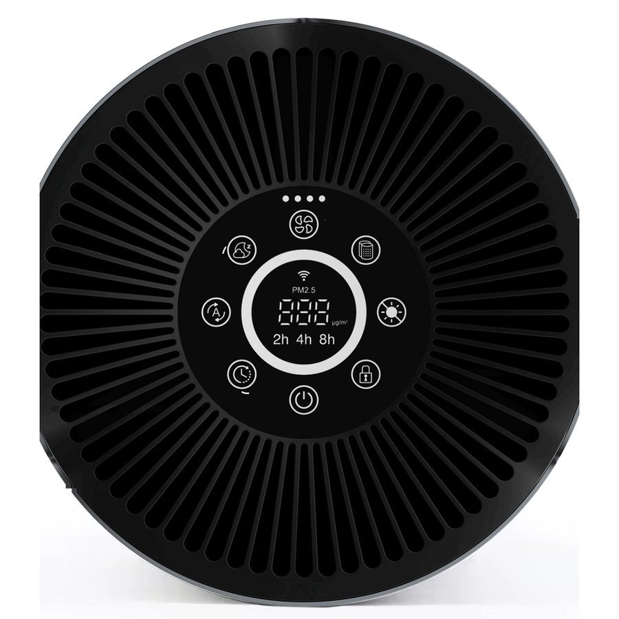Betjeningspanelet på toppen af AirFlow70 PRO set ovenfra, med display og knapper rundt om