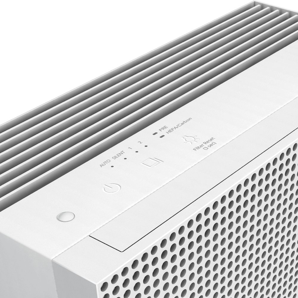 Knapperne og luftudtaget på toppen af Coway Airmega 150
